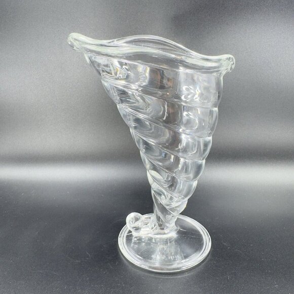 Bormioli Rocco Cornucopia Horn Shape Optic Crystal Clear Ice Cream Gelato Dish - Picture 7 of 12